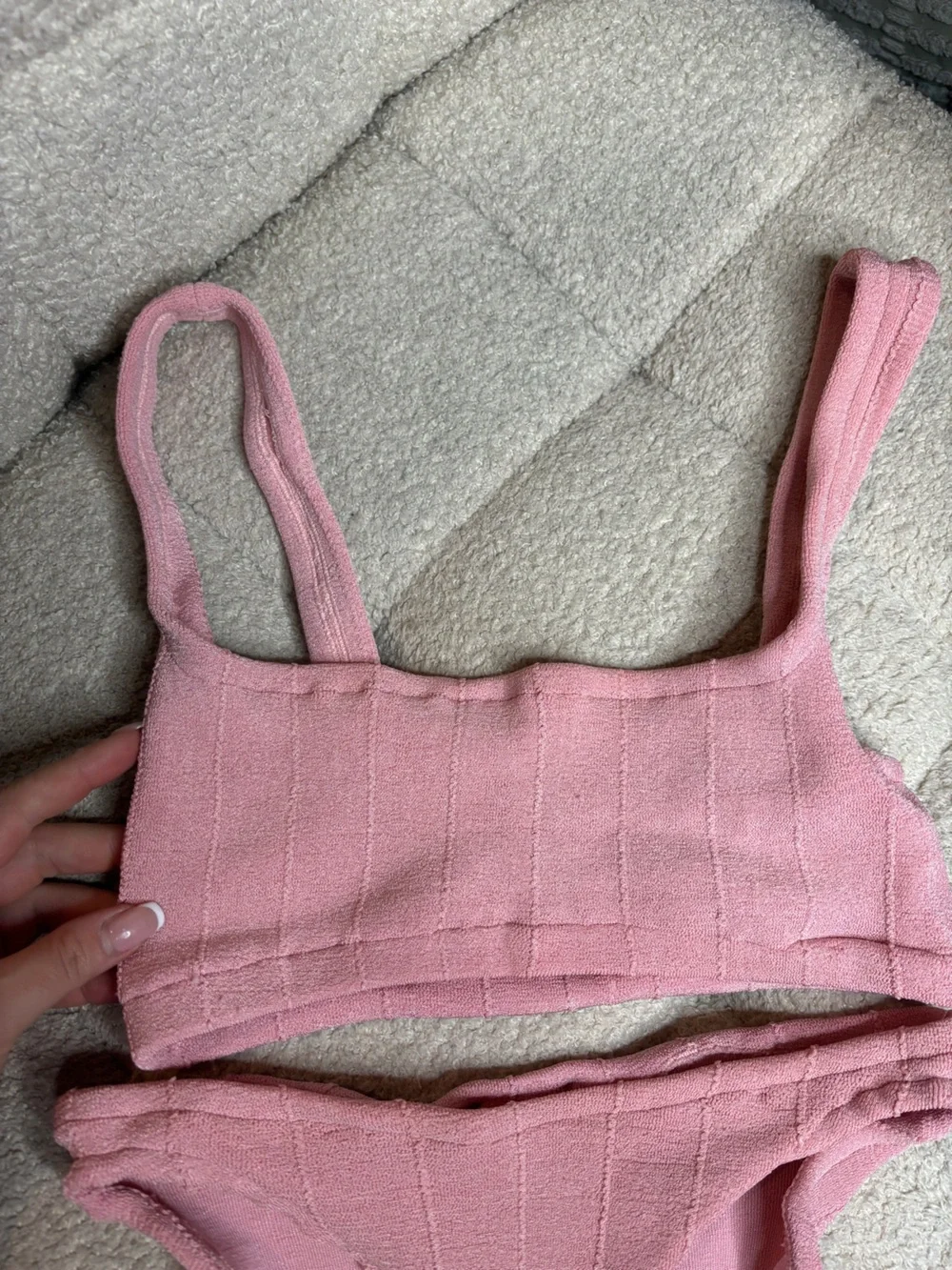 Hunza G Helena Nile Knit Bikini Set One Size Dusty Pink